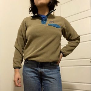 Patagonia Synchilla Snap T Fleece in Tan/Blue